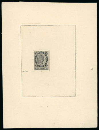 Stamp of Austria » 1890-1918 Issues  Austria Österreich 1890 1G UND 2G, JE ALS EINZELABZUG UNGEZ. IN SCHWARZ AUF KARTONPAPIER