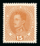 Stamp of Austria » 1890-1918 Issues  Austria Österreich 1917-18 Kaiser Karl 15H Essays und 20H Farbprobe