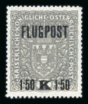 Stamp of Austria » 1890-1918 Issues  Austria Österreich 1918 Aufdruckprobe 1K50 auf 2K grau