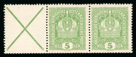 Stamp of Austria » 1890-1918 Issues  Austria Österreich 1916-18 Freimarken 10H Farbprobe blau aus 10er Kleinbogen