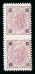 Stamp of Austria » 1890-1918 Issues  Austria Österreich 1890 5Kr und 15Kr ungezähnte Mitte