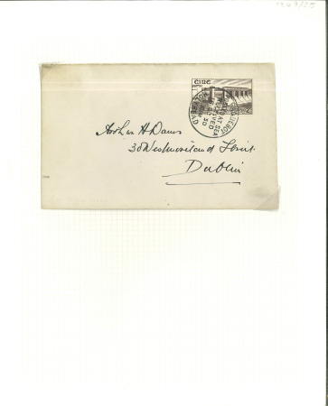 Stamp of Ireland » 1922-49 Dublin Government Printing Works Issues 1930 Shannon Scheme 2d agate, single tied by PAQUEBOT/October