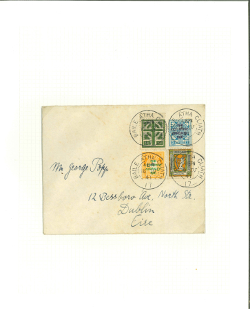 Stamp of Ireland » Forerunners (L1-L45) 1907-16 Celtic Cross and Hibernia with Harp, two single
