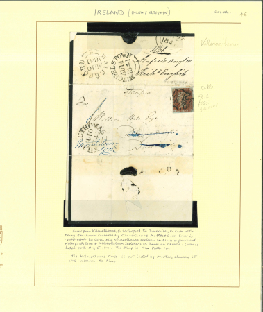 Stamp of Ireland » GB Used In Ireland 1841-43 Specialised collection of the Maltese Cross postmarks of Ireland mounted and written up on 36 album pages, showing approximately 50 covers/fronts all franked 1841 1d red, mostly single frankings, with a few doubl