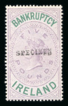 Stamp of Ireland » Revenues & Fiscals 1867-1985 Attractive, mixed, varied and interesting accumulation of revenues with Specimen ovpts, unused, used and used on documents, showing Admiralty Court, Chancery Court, Dog Licence, Petty Sessions, Records Ireland,