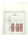Stamp of Ireland » Revenues & Fiscals » Embossed Stamp Duty 1881-1915 Old-time attractive collection of 15 documents or receipts neatly mounted on pages and housed in album, showing embossed impressions without colour and in red, with values from 8d to £1, including single and mu