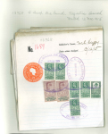 Stamp of Ireland » Revenues & Fiscals » Embossed Stamp Duty 1881-1915 Old-time attractive collection of 15 documents or receipts neatly mounted on pages and housed in album, showing embossed impressions without colour and in red, with values from 8d to £1, including single and mu