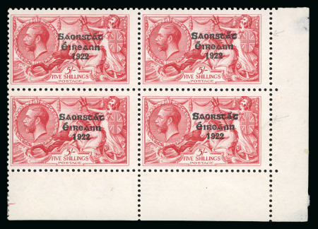 Stamp of Ireland » 1922-35 Overprint Collections 1922-25 Mixed assembly of odds and ends, showing mostly the lower values from 1/2d to 1s, both in mint and used, multiples including pairs & blocks, a few useful control number singles and strips, also a fine array of th