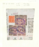 Stamp of Ireland » Revenues & Fiscals » Registration of Deeds 1864-1966 Old-time attractive collection of four documents or receipts and  more than 50 fragments neatly mounted on pages and housed in album, showing embossed impressions in red, with values from 6d to £2, including si