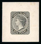 Stamp of Turks and Caicos Islands 1867 1d., 6d. and 1/- set of three Perkins Bacon die Proofs in black on India paper
