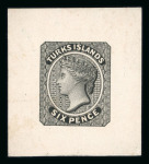 Stamp of Turks and Caicos Islands 1867 1d., 6d. and 1/- set of three Perkins Bacon die Proofs in black on India paper