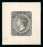 Stamp of Turks and Caicos Islands 1867 1d., 6d. and 1/- set of three Perkins Bacon die Proofs in black on India paper