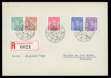 Stamp of Italy » Italy and Areas Collections and Lots 1944, two letters bearing Campione D'Italia 1944 0.05 fr-1 fr.