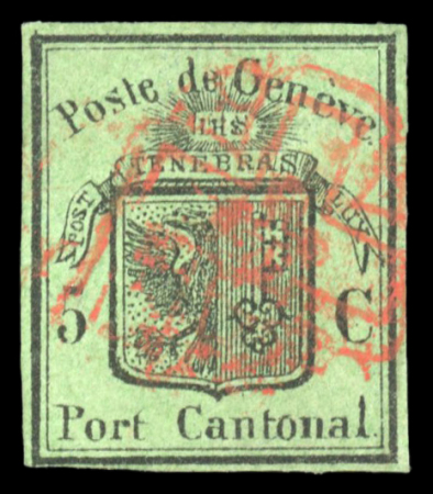 Stamp of Switzerland / Schweiz » Kantonalmarken » Genf 1848, grosser Adler dunkelgrün