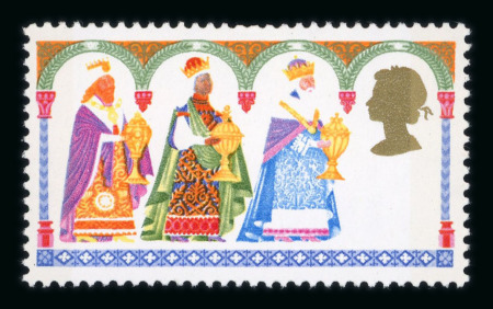 Stamp of Great Britain » Queen Elizabeth II 1969 Christmas 1s6d group of three modern errors, incl. deep slate (value etc.) omitted