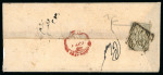 Stamp of Indian States » Hyderabad 1869 SG1 on cover tied cancel with Rhombus bar obliterator