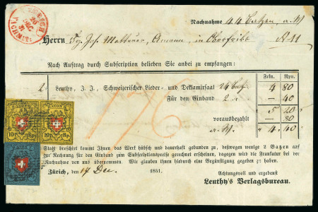 Stamp of Switzerland / Schweiz » Rayonmarken » Rayon I, dunkelblau mit Kreuzeinfassung 1851, Rayon I dunkelblau mit Kreuzeinfassung zusammen mit Rayon II im waagerechten Paar