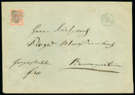 Stamp of Switzerland / Schweiz » Rayonmarken » Rayon III (grosse Ziffer) 1854, Rayon III, grosse Wertziffern, auf Umschlag « Prozessakten »