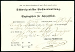 Stamp of Switzerland / Schweiz » Vorphilatelie 1854, Empfangsschein der eidgenössischen Postverwaltung