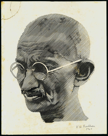 Stamp of India » Dominion 1947-65 GANDHI Original artwork for stamps made by