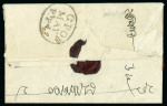 Stamp of India » Postal History 1824 entire from Calcutta to Uddah Khosalpoor in the Candernagore district, with reverse showing "GPO / MAY / Pt Pd" oval ds