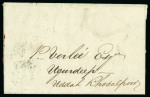 Stamp of India » Postal History 1824 entire from Calcutta to Uddah Khosalpoor in the Candernagore district, with reverse showing "GPO / MAY / Pt Pd" oval ds