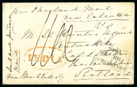 Stamp of India » Postal History India 1846 envelope to Scotland with unrecorded format Landour ds
