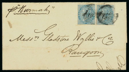 Stamp of India » Used Abroad » Burma India Burma 1889 outer letter sheet Moulmein to Rangoon