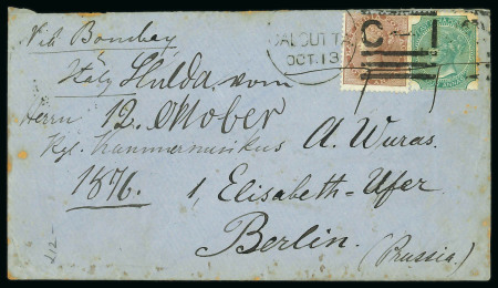 Stamp of India » 1855-1946 De La Rue and later Crown Colony Issues India 1876 envelope with letter Calcutta ro Berlin Prussia