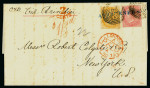 Stamp of India » 1855-1946 De La Rue and later Crown Colony Issues India 1873 outer letter sheet Calcutta to New York