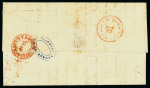 Stamp of India » 1855-1946 De La Rue and later Crown Colony Issues India 1873 outer letter sheet Calcutta to New York