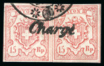 Stamp of Switzerland / Schweiz » Rayonmarken » Rayon III (grosse Ziffer) 1852, Rayon III grosse Wertziffern, 2 ehemals zusammen verwendete Einzelmarken