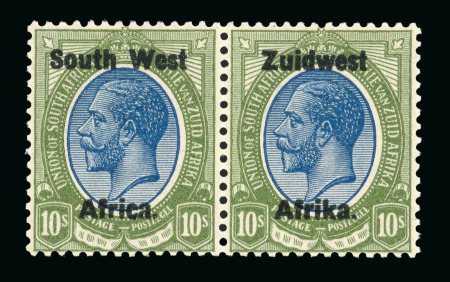 Stamp of South West Africa SWA 1923 Type III Bold Ovpt 5/- purple and blue pair mnh