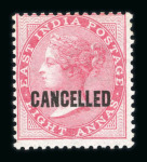 Stamp of India » 1855-1946 De La Rue and later Crown Colony Issues 1860-1882 issues overprinted "CANCELLED" by either Samuel Type 16 or 17 De La Rue typeset overprint