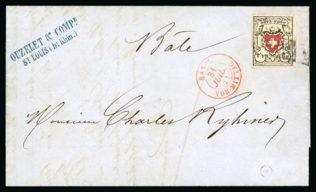 Stamp of Switzerland / Schweiz » Orts-Post und Poste Locale 1851, Orts-Post ohne Kreuzeinfassung auf Brief