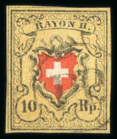 Stamp of Switzerland / Schweiz » Rayonmarken » Rayon II, gelb, ohne Kreuzeinfassung (STEIN A 1) 1850, Rayon II, Type 17, Stein A1-O