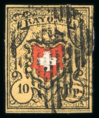 Stamp of Switzerland / Schweiz » Rayonmarken » Rayon II, gelb, ohne Kreuzeinfassung (STEIN A 1) 1850, Rayon II, Type 14, Stein A1-U