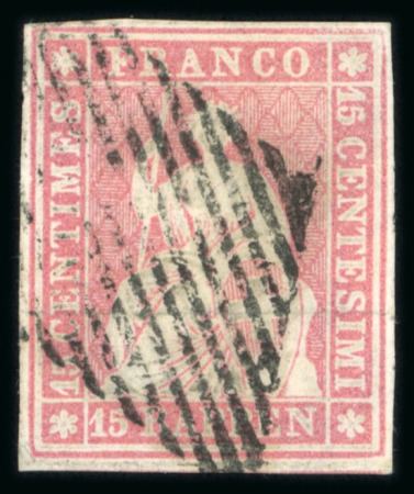 Stamp of Switzerland / Schweiz » Sitzende Helvetia Ungezähnt » Münchner Druck, 1. Auflage 1854, 15 Rp. rot, 1. Münchner Druckperiode