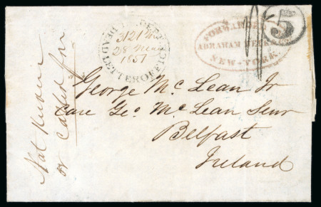 Stamp of Ireland » Transatlantic Mail to, from and via Ireland 1849 (7.5) Folded entire from New York to Belfast,