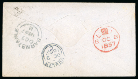 Stamp of Ireland » Postal History (Arranged alphabetically by County) Dublin: 1857 Envelope from Barnstable to Dublin, franked