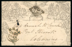 Stamp of Ireland » Postal History (Arranged alphabetically by County) Wicklow - Bray: 1840 Mulready 1d envelope, stereo number