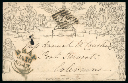 Stamp of Ireland » Postal History (Arranged alphabetically by County) Wicklow - Bray: 1840 Mulready 1d envelope, stereo number