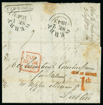 Stamp of Ireland » Postal History (Arranged alphabetically by County) Derry - Paid At: 1833-48 Attractive group of five covers