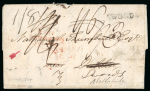 Stamp of Ireland » Pre-Stamp Postal History » Independant Post Office Period - 1784-1831 1824 (9.7) Folded entire sent from London to Dublin, and redirected to Swords and on to Malahide, rerated from 1/3 to 1/4 and finally 1/8 and showing an unusually clear strike of the scarce red oval T * OFF / POSTAGE to 