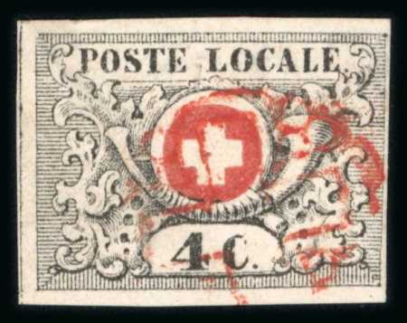 Stamp of Switzerland / Schweiz » "Waadt", "Neuenburg", "Winterthur" 1849, Waadt 4, rechts etwas knapp, aber noch vollrandig