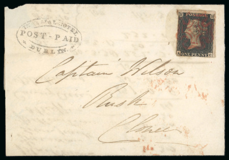 Stamp of Ireland » Postal History (Arranged alphabetically by County) Dublin City - Imperial Hotel: 1840 1d black, AC plate
