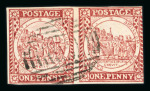 Stamp of Australia » New South Wales 1850 1d brownish red, horizontal pair with variety « no clouds »