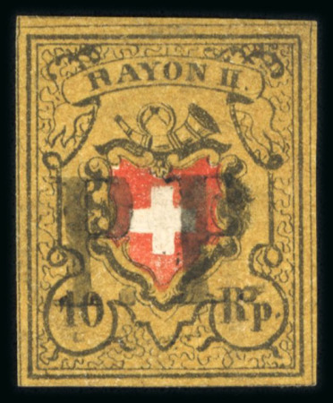 Stamp of Switzerland / Schweiz » Rayonmarken » Rayon II, gelb, ohne Kreuzeinfassung (STEIN A 1) 1850, Rayon II, Type 26, Stein  A1-U, in der seltenen Tabak/Chromgelb Nuance
