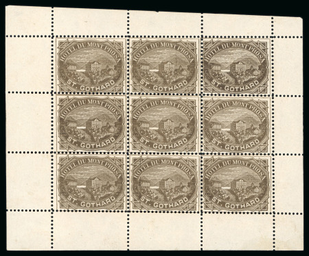 Stamp of Switzerland / Schweiz » Hotelpost Hotelpost, « Hotel du Mont Prosa, St. Gothard » im Kleinbogen von 9 Marken