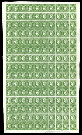 Stamp of France » Type Cérès de 1849-1850 1858, essais en vert au type Cérès de 1849 en feuille